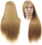 Osen Creations Golden Hair Styling Training Head,Synthetic Fiber Mannequin Head Hairdresser Training Head Cosmetology Doll Head Mannequin Head 29 inch long hair (FREE CLAMP)