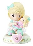 Precious Moments 152010 "Growing in Grace, Age 4" Girl Bisque Porcelain Figurine Birthday Gift, Blonde