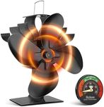 Wood Stove Fan for Buddy Heater,Heat Powered Fireplace Fan with Bracket for Mr Heater Propane Log Burner Wood Burning Stove Accessory Non Electric for Camping Outdoor Indoor Use (black)