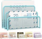 SUPEASY Desktop File Organizer, Mesh Metal Mail Holder Countertop With 3-Slot, Letter Sorter, Office Envelope Organizer (Blue), 1 Pack