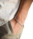 Silver links chain bracelet for men, flat chain, groomsmen gift, gift for him, mens jewelry, gift for boyfriend, silver