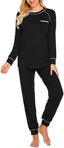 Ekouaer Pajamas Set for Women Soft Comfy Pjs Sets Long Sleeve Sleepwear Loungewear S-XXL, Black