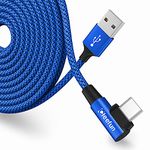 CLEEFUN 5m Extra Long Right Angle USB C Cable 90 Degree, 16ft Type C Charger Lead Fast Charging Cord Compatible with Samsung Galaxy S20 S10 S10E S9 S8 Note 20 10 Plus, A20E A41 A51 A71, Switch