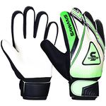 Football Goalkeeping Gloves Boys Kids Children Youth Adult Soccer Goalie Protection Goal Keeper Gloves Finger Support Wrist Junior Anti Slip Palm (Size 5 for 9 to 12 year old, Black/Green)