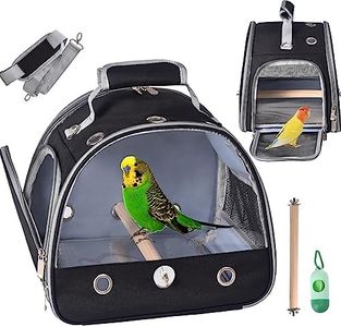 FCQQYWZ Bird Carrier Travel Cage with Stand, Small Bird Travel Cage for Parrot, Small Bird carrier for Travel Parakeet Carrier with Shoulder Strap, Bird Cages for Parakeets (Black)