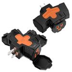 K KASONIC - Electrical Multi-Outlet, 3-Way Indoor Outdoor Adapter with Protective Cover, ETL Listed Heavy-Duty Grounded Power Tap, 2 Pack 1875W/15Amps Plug Splitter for Home, Office, Outdoor, Orange