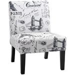 HOMCOM Elegant Dining Chair, Fabric Upholstered Accent Chair, Armless Side Chair for Living Room, Bedroom with Anti-Skid Wooden Legs