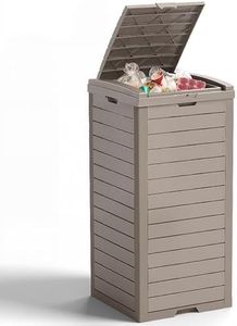 ASKPASS 38 Gallon Outdoor Trash Can with Lid, Waterproof Resin Outdoor Trash Can Bottom with Pull-Out Liquid Drawer, Dual Lid Closure Garbage Can for Kitchen, Hideaway, Deck, Patio(Deep Grey)
