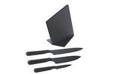 Ikea Jamfora Knife Block and 3 Knife with Ceramic nonstick Coating, Black