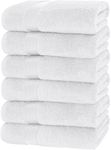 Canadian Linen Luxury Everest Hand Towels 16”x28” 6 Pack, Soft Absorbent Terry Cotton, Lightweight Quick Dry Fingertip Towel Set for Home, Bathroom, Hotel, Spa, Salon, Gym, Pool, White