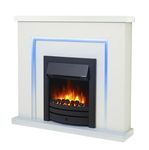 Endeavour Fires Bempton 42" Electric Fireplace Surround with Coal Effect & Realistic Flame Heater, 7-Day Programmable Remote Control, Multiple Colour Options (White Top/White Hearth/Black Fire)