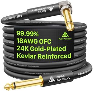 AA AUDIO ACCESSORY Pro Series Guitar Cable 15 ft, 18 AWG 99.99% OFC, Gold-Plated Connector, Low Capacitance No Tangle Kevlar-Reinforced 1/4 Inch Instrument Cable for Fender Electric Guitar Amp Mogami