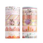 Fadcaer Washi Tape Set 12 Roll Colorful Washi Paper Tape DIY Scrapbooking Decorative Craft Tape Aesthetic Masking Wrapping Tape Gold Foil Japanese Tape for Planners Journal Art Craft Tape