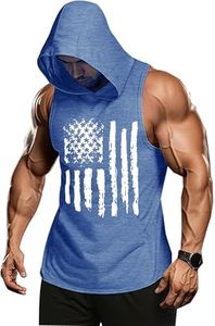 jusgai Patriotic American Flag Tank Top for Men USA Flag Workout Shirt 4th of July Sleeveless Muscle T Shirts(Blue-2, Medium)