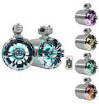 2 Rockville WB65KLED 6.5" 600w Metal Marine Wakeboard LED Tower Speakers + Remote
