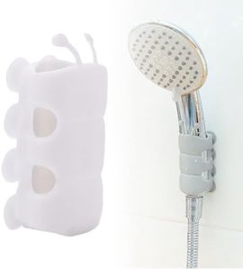 Silicone Shower Head Holder, 2024 New Universal Relocatable Shower Head Suction Cup Holder, Adjustable Shower Holder for Bathroom Non Drilling (White 1)