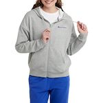 Champion Women's Zip-up Sweatshirt, Powerblend, Zip-up Hoodie Sweatshirt for Women, Oxford Gray Small Script, X-Large