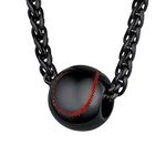 Mens Baseball Chain Softball Necklace for Men Cool Ball Pendant Chains Black Necklaces 22inch