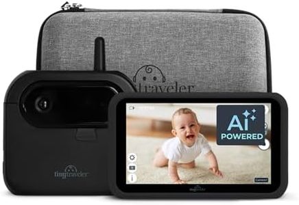Tiny Traveler Ai Smart Wireless Baby Car Monitor with Travel Kit & Power Bank- AI-Powered Safety Alerts Detection, Virtual Fence, Long Range 1000ft Night Vision Lullabies Night Light - Black