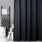 CAROMIO Black Fabric Shower Curtain Hotel Quality Water Repellent Waffle Weave Textured Fabric Shower Curtains for Bathroom 72 x 72 inches