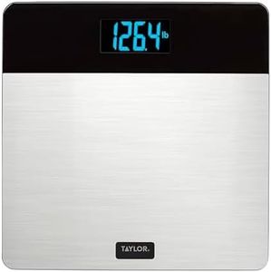 Taylor Digital Brushed Stainless Steel Scale, Bathroom Scale for Body Weight, Digital Bathroom Weighing Machine, Battery Powered, Measures Weight up to 400 lb, Black