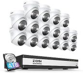 ZOSI 4K 16CH PoE Security Camera System Outdoor with Person Vehicle Detection,16pcs 4K PoE IP Cameras,2 Way Audio,Spotlight & Sound Siren,H.265+ 16Channel 8MP NVR with 4TB HDD for 24/7 Recording