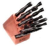 Cutco 21 Piece Kitchen Knife Set with Cherry Finish Oak Block, 8 Table Knives, Paring Knife, Trimmers, Santoku Chopper Chef Knife, Carver, Slicer, Cheese Knife, Turning Fork, Shears, Peeler, Sharpener