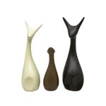 NOSCOMP Home Decor Deer Family Statue Ceramic Figures Showpieces for Home Decor - (Set of 3, Black, White, and Ginger)