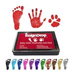 ReignDrop Ink Pad for Baby Footprint, Handprint, Create Impressive Keepsake Stamp, Non-Toxic and Acid-Free Ink, Easy to Wipe and Wash Off Skin, Smudge Proof, Long Lasting Keepsakes (Red)