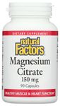 Natural Factors - Magnesium Citrate, Supports Muscle & Heart Function, 90 Capsules