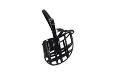 Birdwell Enterprises - Plastic Dog Muzzle with Adjustable Plastic Coated Nylon Headstall - Made in The USA - (Large, Black)