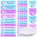 155 pcs Personalized Name Labels for Kids School. 100 Iron on Labels for Clothing and 55 Name tag Stickers. Labels to Mark Clothes and School Supplies. (Fantasy)