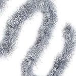 BELLE VOUS 3 Pack Christmas Tinsel - 2 m/6.6 ft each approx Silver Chunky Garland for Tree Decorations - Fine Tinsel Garland for Xmas Tree, Festival, Christmas Party