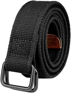 Drizzte 75'' Plus Size Long Double Ring Big Mens Canvas Fabric Cloth Belts Black