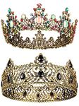 2 Pieces Baroque Crown King and Queen Crown Set for Men Women Black Rhinestone Crystal Queen Tiaras Royal Costume Crown Headwear for Prom Wedding Cosplay Homecoming Prom Christmas Party Decorations