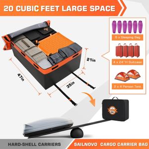 Sailnovo Car Roof Bag 20 Cubic Feet – Foldable Soft Storage with Straps & Hooks