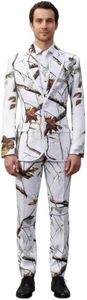 HBDesign Men Collar Edge White Camouflage Dress Suits (Jacket+Vest+Pants+Tie/Bowtie)