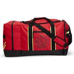 LINE2design Firefighter Helmet-Turnout Gear Bag with Reflective Trim and Black Maltese Cross Ripstop Water Resistant Outer Fabric - Red