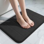 Onlyeasy Black Bath Mat, 24" x 17", Thick Soft Non-Slip Bathroom Rug, Super Water Absorbent & Machine Washable, Memory Foam Shower Mat for Tub