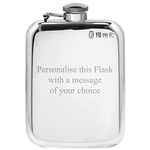 English Pewter Company 6oz Plain Captive Top Pewter Hip Flask. Personalised with Free Engraving SF435CT