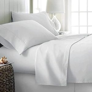 Flat BedSheet with 2 Pillow Covers 600 TC 100% Egyptian Cotton Bedsheet Comfortable & Durable Hotel Quality Sheet (Double_90x100, White)