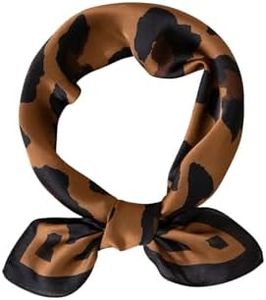 WDIRARA Women's Leopard Print Satin Bandana Square Hair Scarf Sleeping Head Wraps Brown One-Size