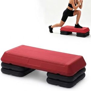 72cm Aerobic Stepper Height Adjustable Indoor Gym Aerobic Fitness Stepping Platform Cardio Training Equipment with Shock-Absorbing and Non-Slip Surface (Red 4 Riser)