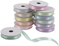 Trimits Premium Satin Ribbon Bundle - 12 Reels 10mm x 2m - Luxurious Craft Ribbon for Gift Wrapping, DIY Projects, and Decor - Elegant Pastel Colours for Every Occasion