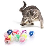 jiuhao Cat Toy Balls with Bell,Cat Bell Ball Toy,Jingle Bell Cat Toy Interactive Plastic Cat Toy Ball for Indoor Play Activity Chase Training Kitten Toys