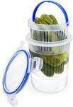 KIKINIKO Pickle Jar 24 oz pickle container with strainer Pickle Holder Keeper Lifter, pickle storage container pickle strainer, Flip Jar with Leak Proof and Lock It Lid