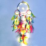 Mehruna Handmade Dream Catchers Wall Hangings for Home Decor Bedroom Livingroom Balcony Car Dreamcatcher with Lightening Positivity Feathers Wall Decoration Items for Kids Room (15L x 55H cm)