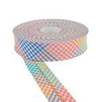 30mm Wide Cotton Gingham Bias Binding Tape 5m & 25m Available - White, Double Folded, Edging for Sewing, Bunting, Craft, Upholstery, Piping & Garments by Discount Fabrics LTD (Multicolour,5m)