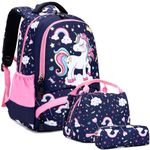 Girls Backpack Primary School Bag Bookbag Unicorn Backpacks for Girls Elementary Student Children Backpack Set Unicorn Schoolbags for Girl Set Kids Daypack