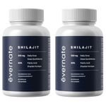 Evernate Shilajit Capsules – Pure Himalayan Natural Shilajit for Men and Women, 500mg per Serving (2 Capsules), 120 Capsules (2 Bottles of 60 Capsules), Boost Energy and Vitality, 50% Fulvic Acid, Trace Minerals, Immune Support, Vegan friendly